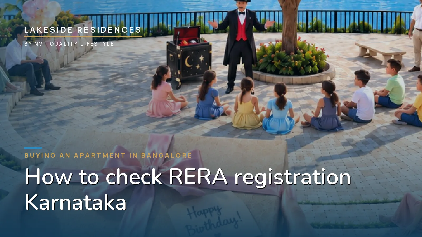 An evening gathering at the lakeside amphitheatre at Lakeside Residences